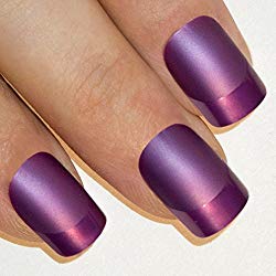 Uñas Postizas Manicura Francesa Puntas Medianas Púrpura Mate Cobertura Total de Bling Art, RU