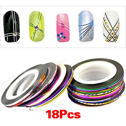 18 Color Cinta Adhesiva Pa Decoración de Uñas Manicura